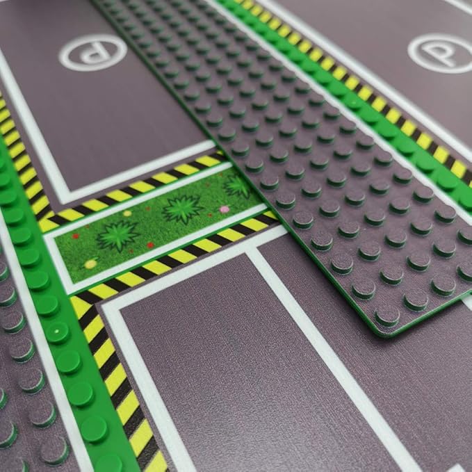 Parking Lot Baseplate 10" x 10" - Building Brick Base Plate Compatible for All Major Brands,for City Roads, Towns and Garages Kids Blocks Toy (2 Parking lot baseplate)