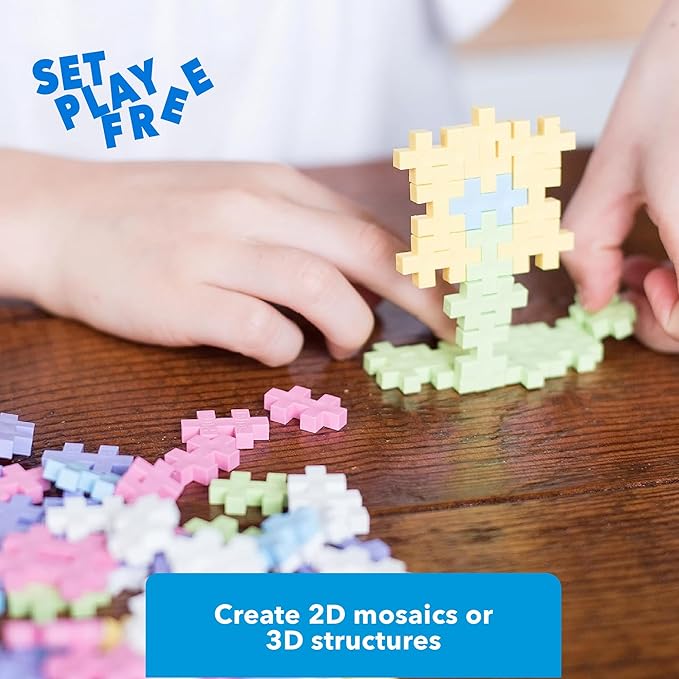 Plus Plus 500 Piece Super Tube, Interlocking Building Block 3D Puzzle Kit, Kids Stem Connecting Toys - Pastel Color Mix