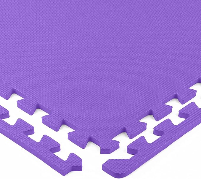 FlooringInc's 1/2" Soft Non-Toxic Baby Play Mat, Toddler Playmat, Colorful Puzzle PlayMat, Floor Mats for Kids & Babies, EVA Foam Interlocking Tiles for Nursery & Playroom | Purple, 20 Tiles, 80 Sq/Ft