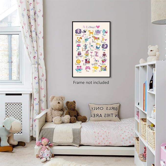 Animal Alphabet Poster, Abc Animal Poster for Toddlers, Alphabet Letters for Wall, Educational Learning Posters for Toddlers 1-3, Classroom Must Haves Poster, Baby Nursery Print 16x24in Unframed