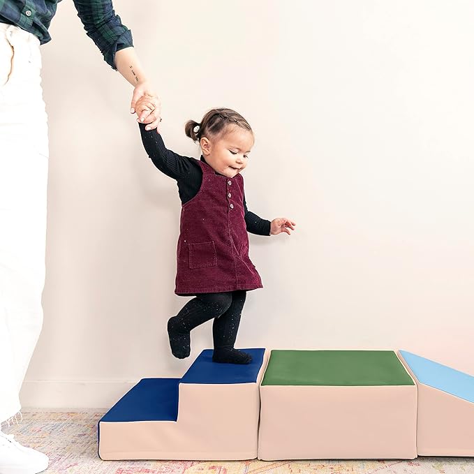 ECR4Kids SoftZone Junior Little Me Climb Crawl and Slide, Beginner Playset, Earthtone, 3-Piece