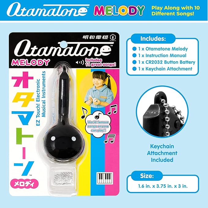 Otamatone [Melody Series] Japanese Electronic [Mini Size] Musical Instrument [11 Pre-Programmed Songs] Portable Synthesizer from Japan by Cube/Maywa Denki [English Instruction], Black