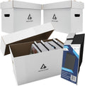 Bundle Set - Premium Short Comic Book Storage Box (3 Pack - White). Thick Cardboard Comic Book Box/Cabinet. Comics Books Bin for 150-175 Collectibles & Black Comics Books Dividers (25 Pack)