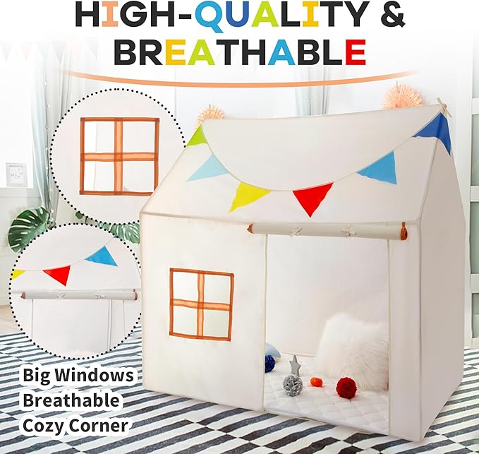TTLOJ Gift for Christmas Cottage Style Play Tents for Boys Girls, Castle Tent, Large Playhouse Toy for Toddler Play House, Teepee Tent Indoor Outdoor (Ball Lights NOT Included