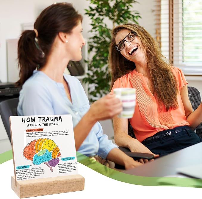 Mental Health Gifts, Therapist Office Desk Plaque, Book Center Classroom Playroom Calming Corner Sign Decorations, Psychology Gifts for Counselor, Brain Trauma Sign Wooden