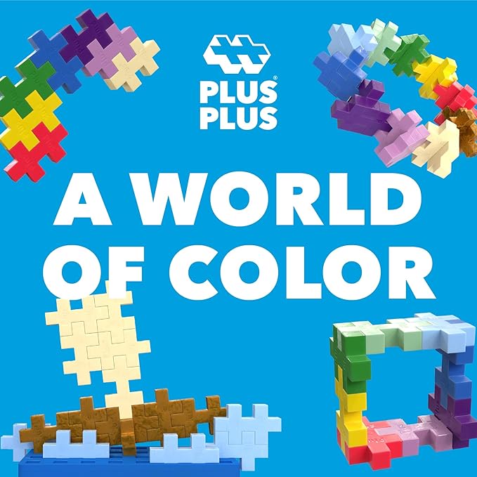 PLUS PLUS Learn to Build Big, Building Toys Set for Toddlers and Preschoolers, Stem Toys for 3+ Year Old, 60 Interlocking Blocks - Colorverse