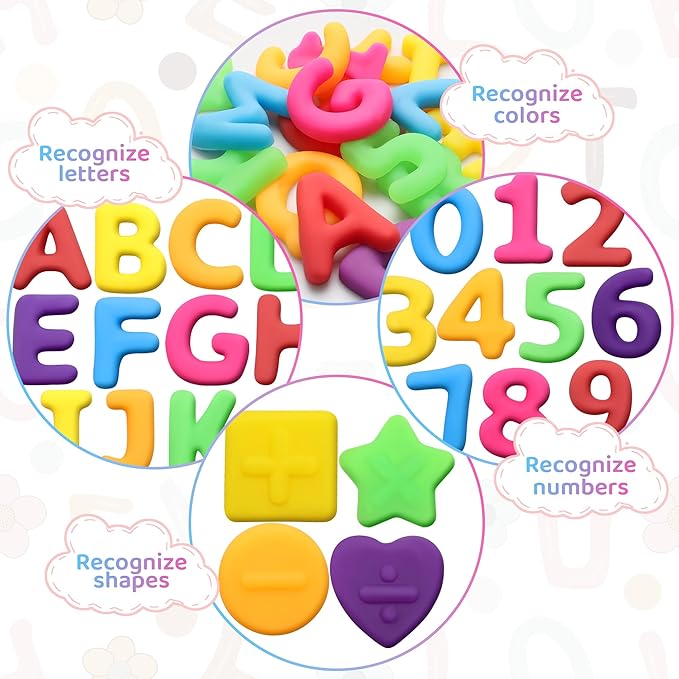 Kryfa ABC Alphabet Learning Toys for Kids Ages 3-5, 40PCS Sensory Bin Filler for Toddlers, Alphabet Letters and Number Mochi Squishies for Kids