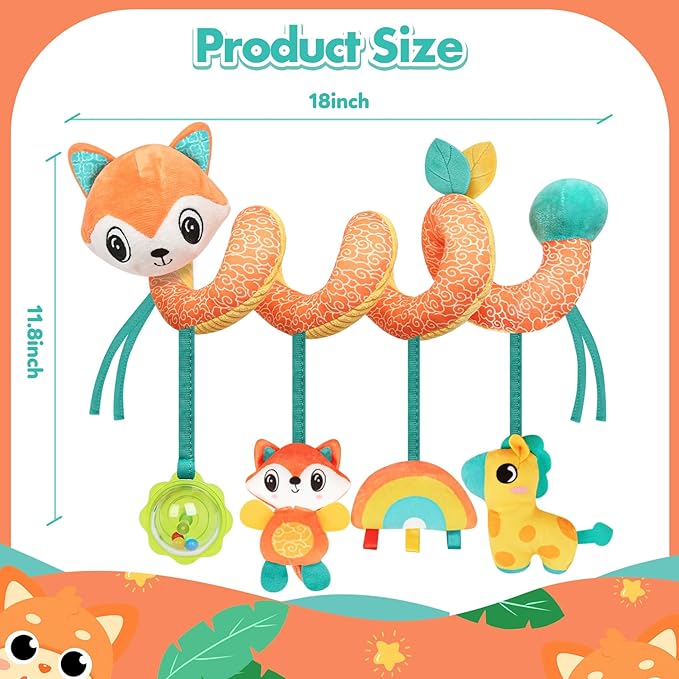 Baby Car Seat Toys Activity Stroller Toy for Boys Girls 0 3 6 9 10 12 Months, Spiral Hanging Plush Toys,Baby Shower Thank You Gift, Medium