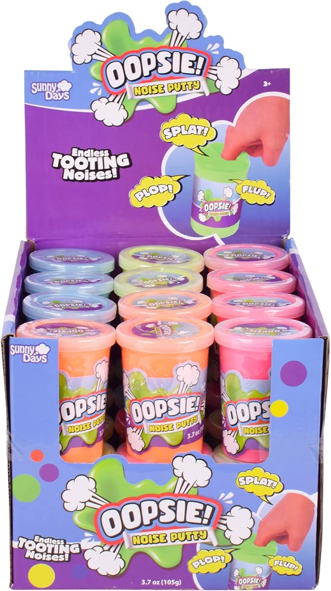 Oopsie Noise Putty, 24 Container Party Pack, 3.7oz Squishy Sensory Toys for Kids and Adults, Silly Party Favor, Non Sticky, Stress Relief, Super Soft Putty Slime