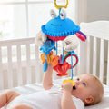 Hanging Activity Toy for Car Seat, Stroller, Crib & Play Gym, Sensory Crab Plush Toy for Babies 0-12 Months, Tummy Time, Motor Skills Development, Montessori Toy with Mirror, Rattle & Teether