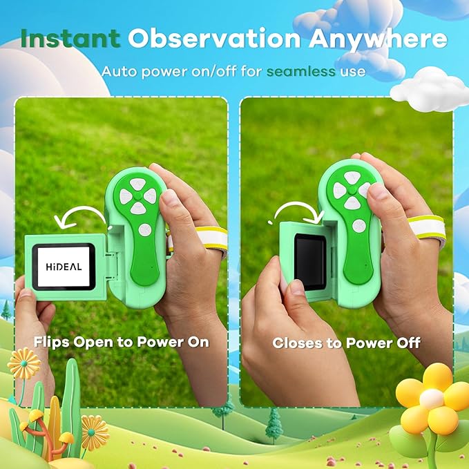 HP60 IPS Microscope for Kids: [Auto On & Off] [3-in-1] 2" Portable Handheld Microscope Miniscope, Pocket Mini Scope Educational Science Kit, Christmas Birthday Gifts for Kids, PC View, Green