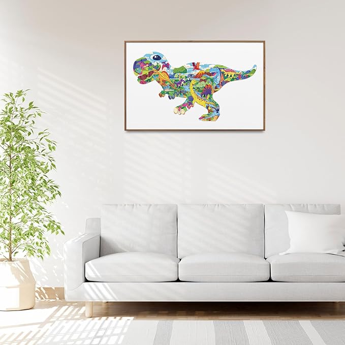 ELX 130 Piece Dinosaur World Jigsaw Puzzle for Kids 4-10, Tyrannosaurus Rex Floor Puzzle for Preschool Learning (21.42 X 16.42 in)