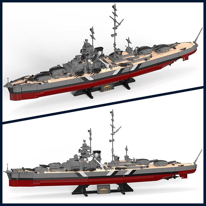 NUTCRACKER Military Building Set for Adults, 2535 Pcs WWII German Bismarck Battleship Model, 60015 Warship Building Block Kit, Collectible Display Gift for Military Enthusiasts