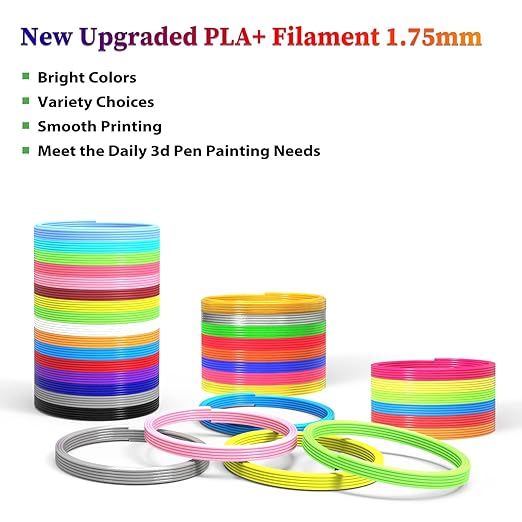 3D Pen Filament Refills 30 Colors, Bonus 250 Stencils eBooks - 3D Pen Filament PLA 1.75mm,Non-Toxic, Smooth Printing Refills
