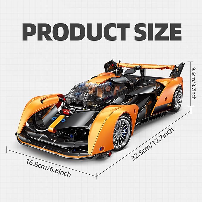 Remote Control Building Car, 1:14 Solus GT Construction Toy, Compatible with Technic Car, Collectible Gifts for 10-16 Year Olds and Adults (817pcs)