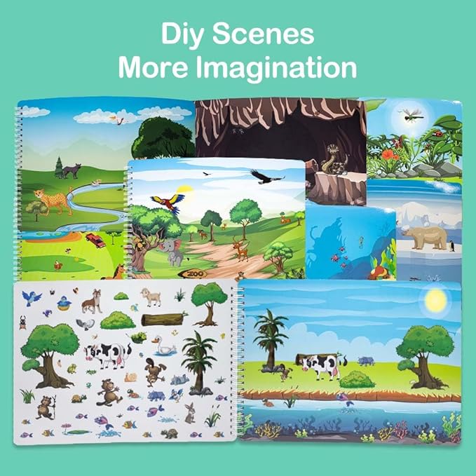 Sticker Books for Kids Animals Stickers for Kids, Toddler Stickers Aesthetic, 700+Animal Habitats Sticker Preschool Learning Activities for Kids Ages 3-5, Coloring for Kids Ages 2-4 (Animal Habitat)