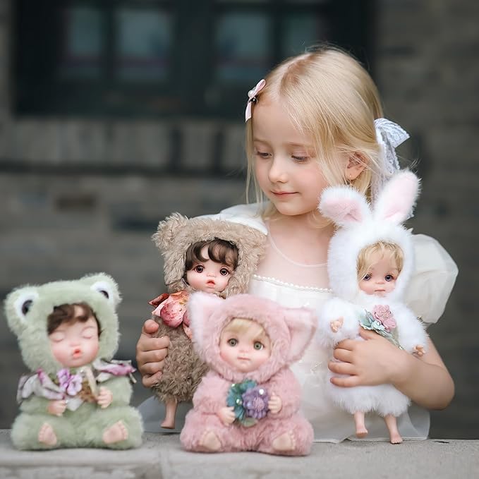 Reborn Baby Doll 10 Inch – Realistic Full Vinyl Bunny Girl with Blonde Hair & Purple Eyes – Soft Collectible Toy Gift for Girls