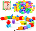 Plastic Lacing Beads for Kids with Fun Shapes, Long String, and Brilliant Colors, Educational Occupational Therapy Toys-Fine Motor Toys，Montessori Toy for 3 Year Old and Above（70 pcs）