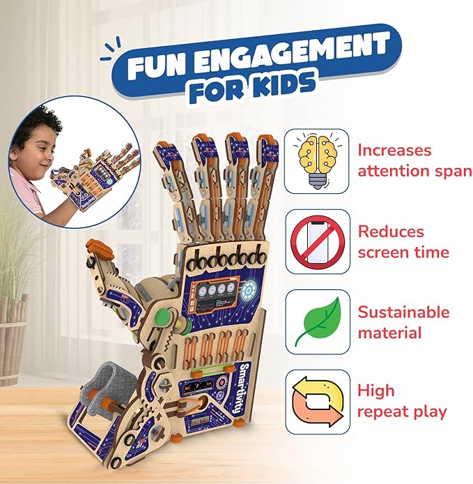Smartivity DIY Robotic Mechanical Hand STEM Toy for Kids 8-9-10-11-12-13-14 Years Old | Parents Choice Award Winner I Birthday Gift for Smart Kids | Engineering Kit for 8-14 Years Old Boys & Girls