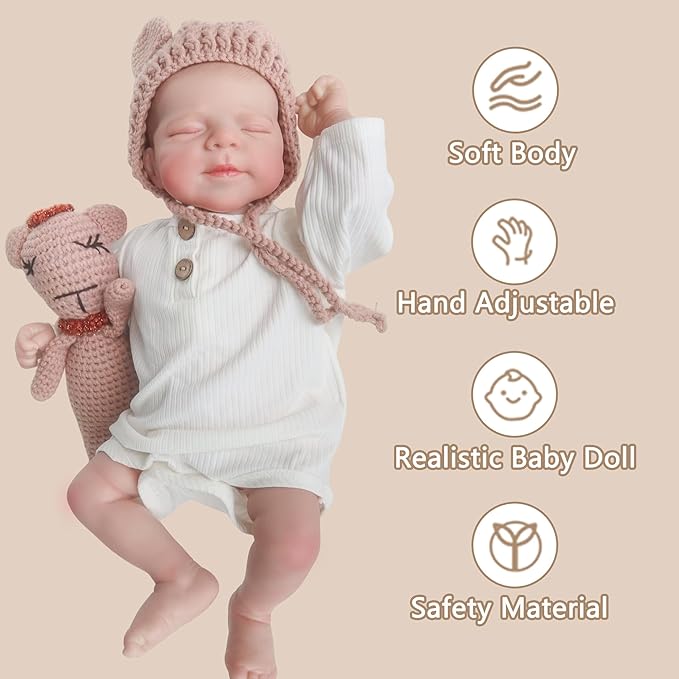 Realistic Reborn Baby Dolls-18 Inch Real Life Baby Dolls Girl Lifelike Baby Doll with Accessories for 3+ Years Old (Brown)