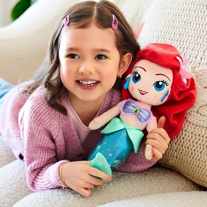 DISNEY STORE Official Princess Plush Doll, Ariel from The Little Mermaid, Medium 14 Inches, Soft Plushy with Embroidered Features, Princess Toys for Girls, Disney Dolls, Stuffed Animals for Girls
