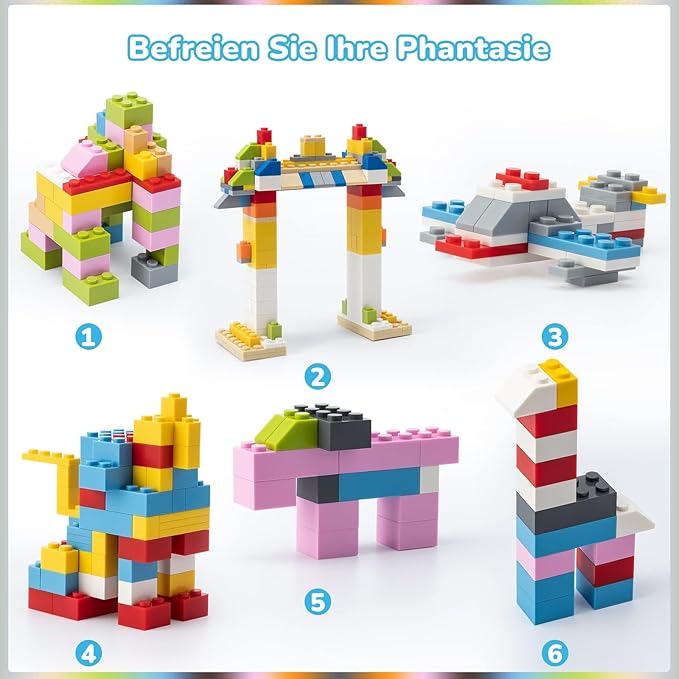 1200 Pieces Building Bricks Set – Bulk Basic Blocks in 12 Colors & 14 Shapes, Compatible Bulk Block, STEM Educational Toy Suitable for Boys & Girls Ages 6+
