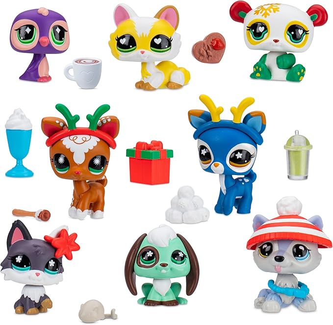 Littlest Pet Shop - Deluxe Holiday Calendar - Series 4 Advent Calendar -Gen 7 Authentic LPS Bobble Head Toy Figure, Collectible Toy Animal, Ages 4+