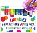 Ooly Chunkies 24 Paint Sticks For Kids, Tempera Paint Sticks Variety Set, Includes Classic, Pastel & Metallic No Mess Quick Drying Colors