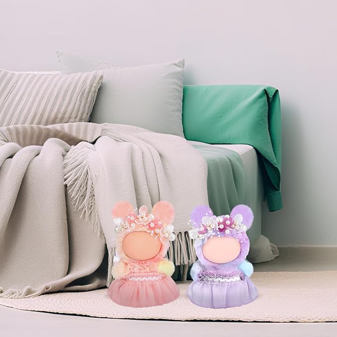 2 Pcs 17 cm Doll Clothes, Cute Exquisite Pink and Purple 6.7 Inches Gauze Skirt with Pearl Accessory Set for Doll Dress up (Excluding Dolls)