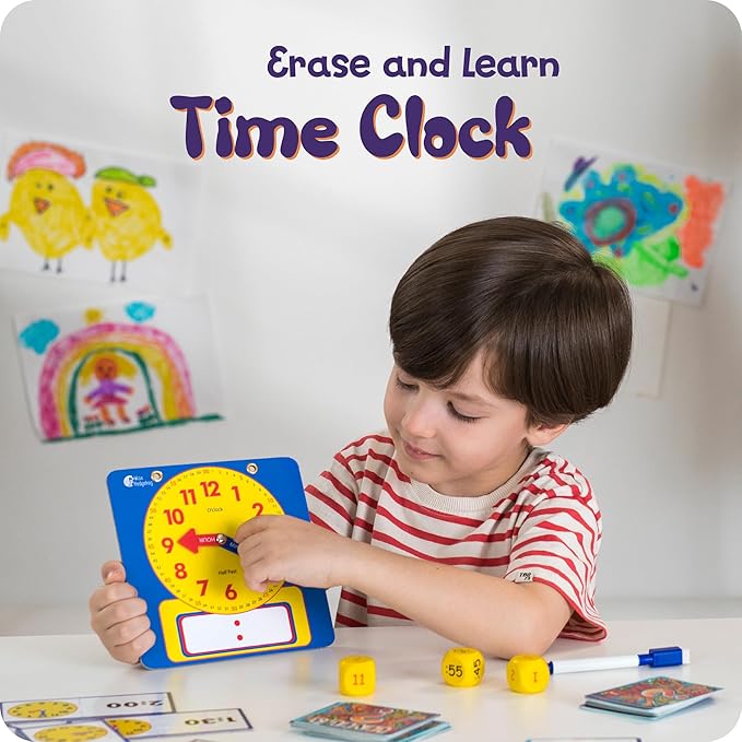 Kids Learning Time Activity Game Set, 53 Piece Set, Interactive Play, 4 Fun Time Based Games, Teaching Clock Kids Learn Time Fast, 3 Levels of Difficulty