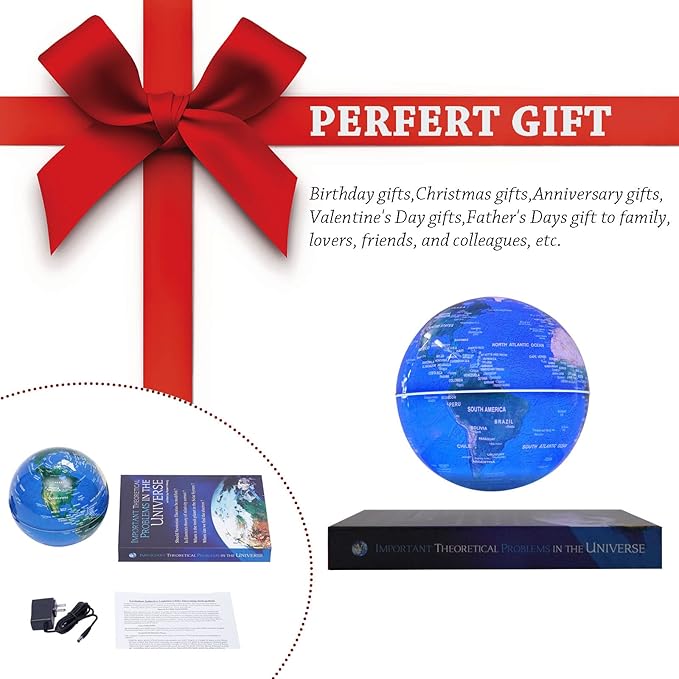 6" Magnetic Levitation Floating Globe Anti Gravity Rotating World Map with LED Light 7 Colors Display Floating Globe for Children Educational Gift Home Office Desk Decor (Book Holder)