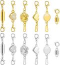 Paxcoo 12Pcs Magnetic Necklace Clasps and Closures, Locking Magnetic Jewelry Clasps, Magnetic Necklace Extender, Necklace Clasp Helper for Necklaces, Bracelets and Jewelry