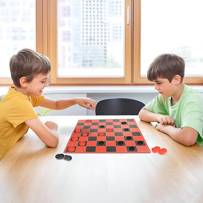 HI-Q Checkers & Tic-Tac-Toe Board Game for Kids: Unleash The Fun with Interlocking Pieces & Quality Game Board with Foldable Design