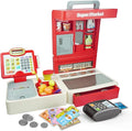 RedCrab Cash Register Toy for Kids,Toddler Store Pretend Plays Supermarket Calculator Cash Register Gift with Scanner, Play Money, Play Food for Boys & Girls