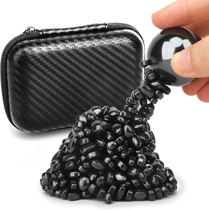 Fidget Magnet Toy Stone Smile Ferrite Putty with 2 Big Magnet Beads, Smooth Magnetic Ferrite Magnet Rock Ball Fidget Toy Science Kit, Office Desk Toy Decoration Gift for Adults