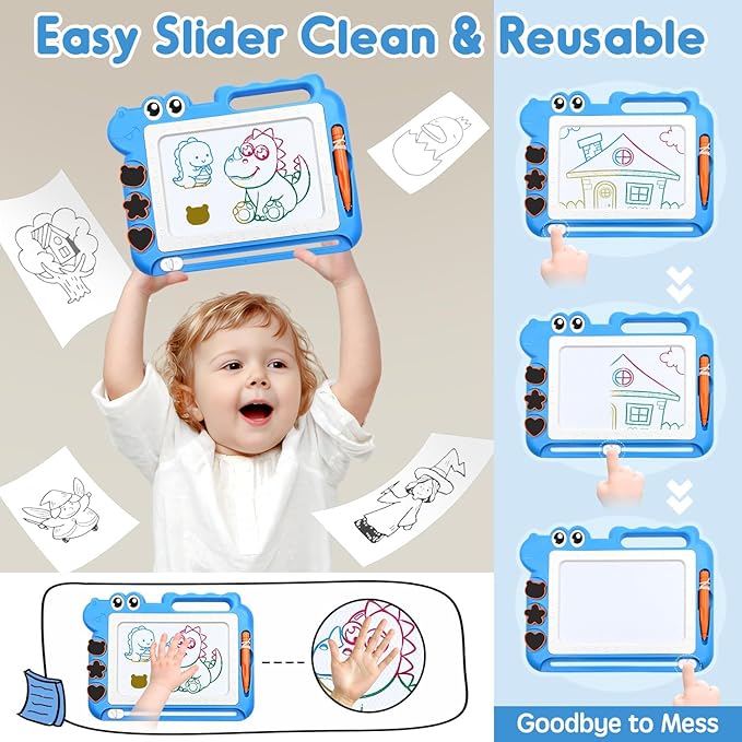 AiTuiTui Magnetic Drawing Board Toddler Toys with Legs for Girls Boys, Color Sketch Writing Scribble Doodle Pad Travel Games, Educational Learning Kids Toys for Toddlers Birthday (Blue)