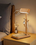 Wooden Table Lamp Tree Trunk Wood Column Rechargeable Led Desk Lamps Magnetic 360°Rotate Battery Powered Wall Night Lights for Bedside Living Edge Table (Beech)