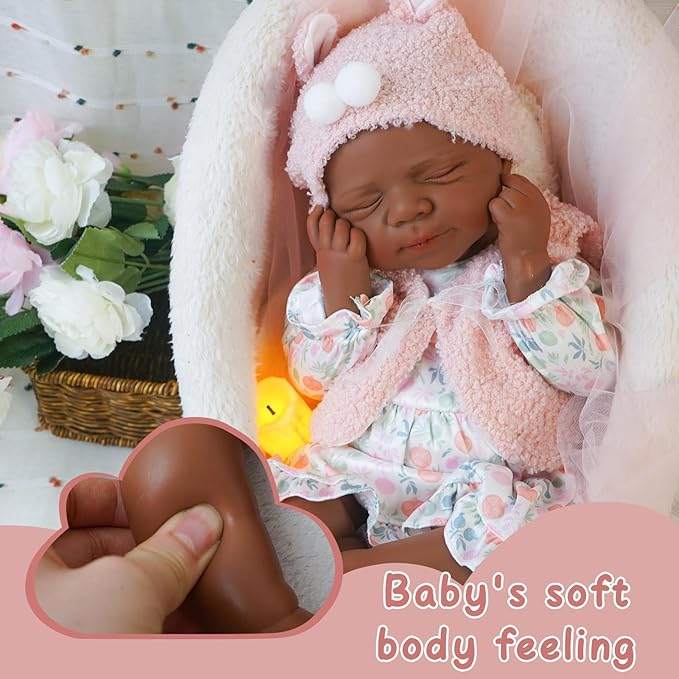Reborn Baby Dolls Silicone Full Body 18.89in Weighted Real Life Closed-Eyes Girl Dolls Lifelike Newborn Baby Soft Body Flexible Limbs Not Vinyl