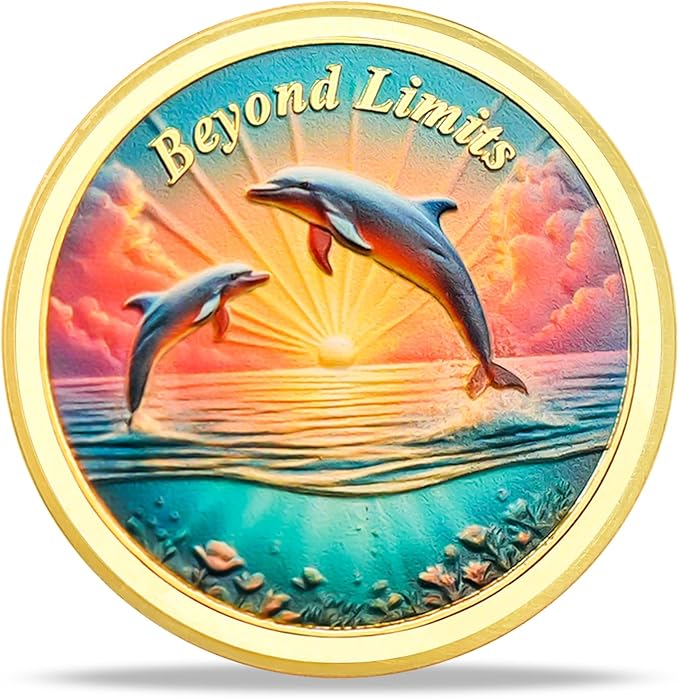Sober Coin Beyond Limits Inspirational Dolphin Sobriety Coin Motivational Recovery Medallion Coin (Sunrise Dolphin)