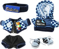 Cloth for Doll, 5-Piece Blue Streetwear Outfit for 17cm &15cm(NO Doll) – Trendy Blue Coordinated Set + Headband + Scarf + Jacket & Pants + Canvas Shoes-Handmade
