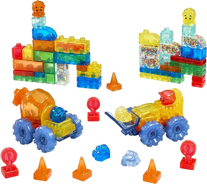 Jelly Blox Construction Site Set | Includes 75 Pieces | Toddler & Preschool Building Blocks Kids Can Squeeze, Stretch, Squish | Safety Tested & Ouch-Free | Tactile, Sensory Play Toy for Ages 2+