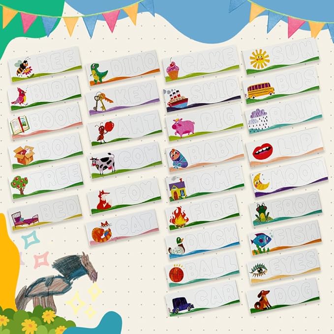See & Spell Learning Educational Toys - Letters Match-up - CVC Word Builder Learn Alphabet in Game - 30 Double-Sided Flash Cards - Set 102pcs - Bath Foam Letters