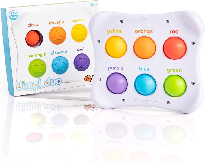 Fat Brain Toys Dimpl Duo, Early Learning Sensory Toy for Babies 1 Year+ & Toddlers, Interactive Baby Toys with Braille, Fidget Toys
