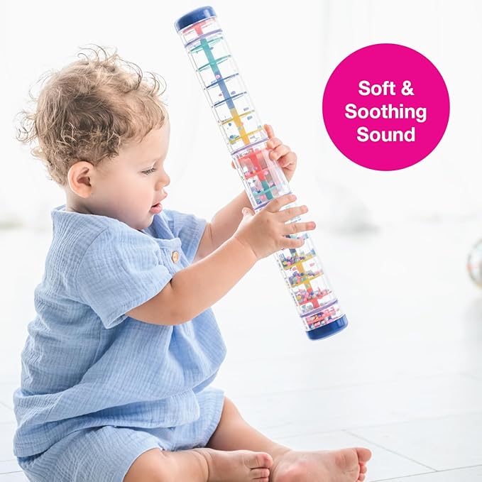 Edushape Mega Rainstick 16 Inch - Rainmaker Toy for Babies, Sensory Tubes Musical Instrument - Rain Stick Baby Toy for Soothing Rain Sounds, Perfect Tummy Time Toys, Engaging Toddler Sensory Play