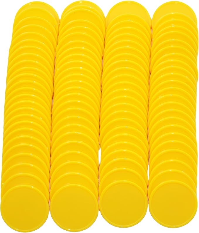 SmartDealsPro Set of 100 1 Inch Opaque Plastic Learning Counters Mini Poker Chips Game Tokens with Storage Box (Yellow)