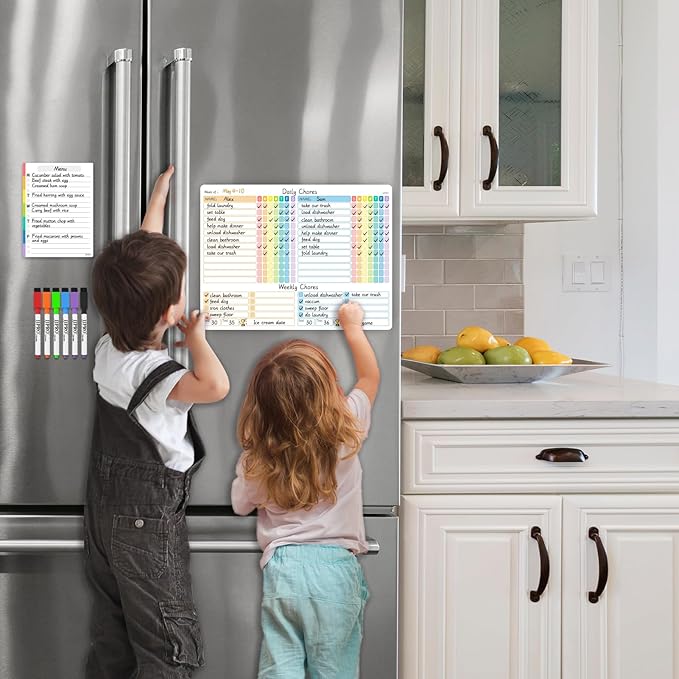 JJPRO Magnetic Chore Chart for Kids Multiple Kids, Adults-14.5"x11" Behavior Reward Responsibility Chart for Fridge and One List Board, Chores Chart for Teens, Checklist Dry Erase Chore Chart