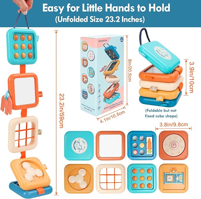 Busy Board for 1 Year Old, Montessori Toys for 1 2 Year Old Boy Girl Birthday Gifts, 8 in1 Travel Sensory Toys for Toddlers 1-3 Fine Motor Learning Baby Toy 12-18 Months, Toddler Stocking Stuffers