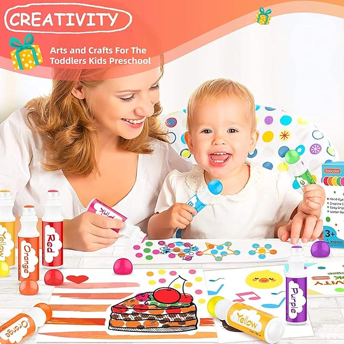 Dot Markers for Toddlers Kids Preschool, Bingo Daubers Washable Art Markers 8 Colors, Toddlers Arts and Crafts Supplies, Kids Painting Drawing Coloring Supplies, Dot Paint Craft Kit Preschool Learning