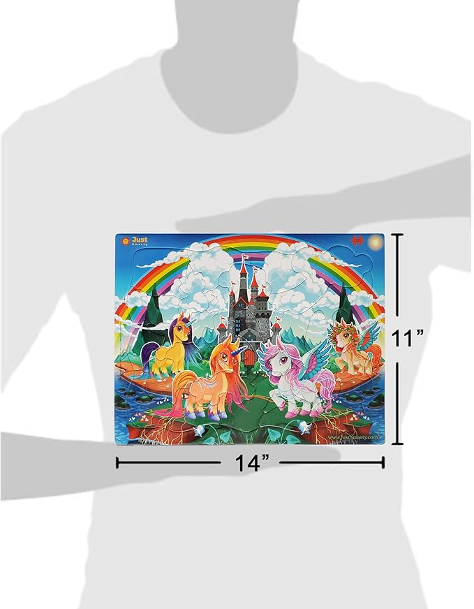 Just Smarty Unicorn Puzzles for Kids 3-5 Years Old | Best Gift for Girls | 27 Pieces Rainbow Puzzle | Unique Jigsaw Shapes Puzzle for Toddlers Ages 3-5 | Vibrant Unicorn Design
