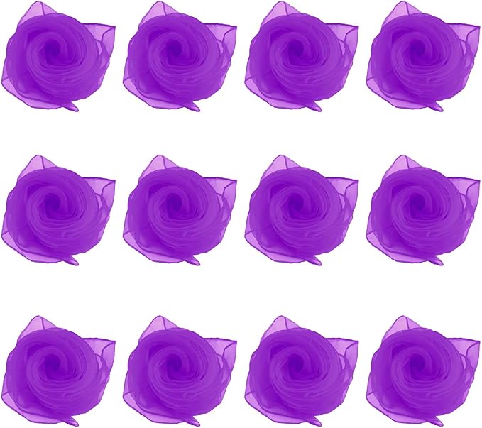 Larcele 12 Pieces Juggling Dance Scarf for Performance Prop Accessory 24 x 24 inches WDSJ-02